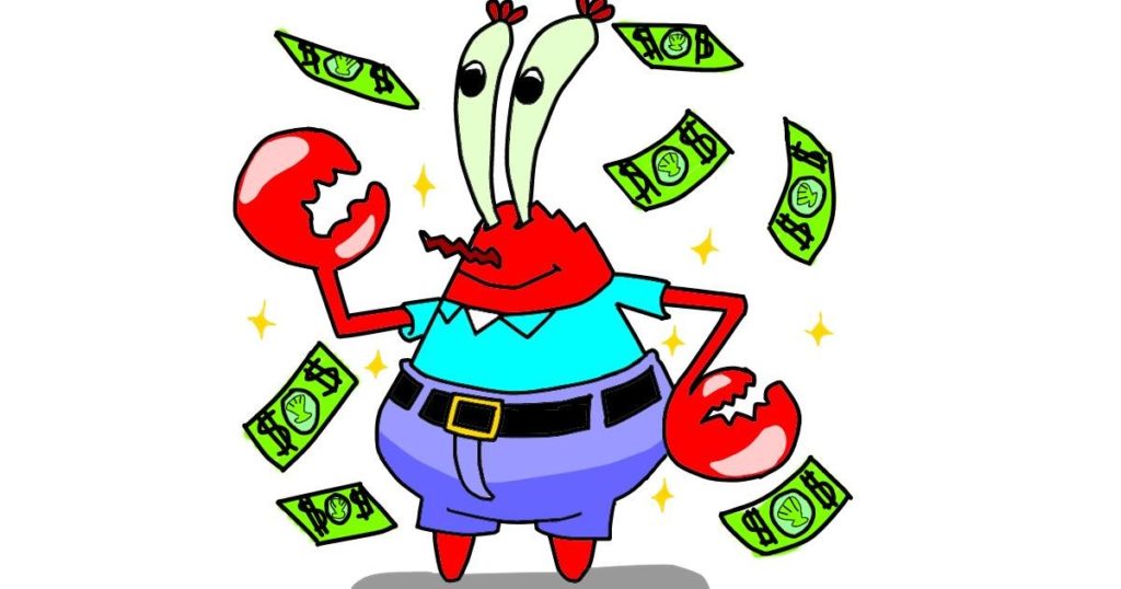 mr. krabs vlasnik restorana koji voli novac